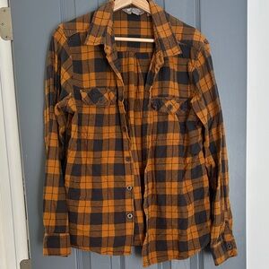 Plaid Orange and Black Men's Casual Button Down Shirt
